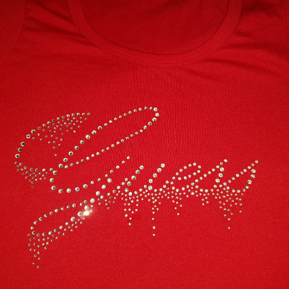 Red Guess bling shirt xs y2k